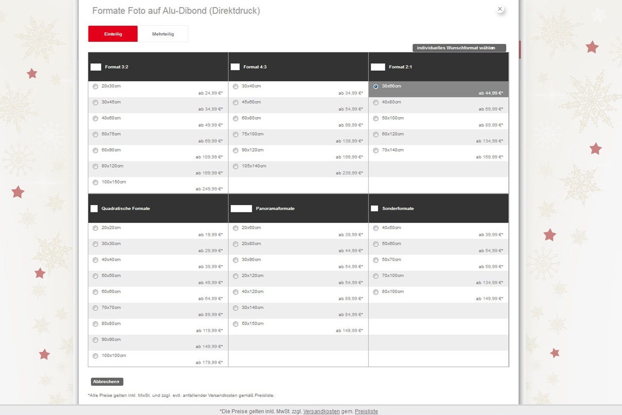 Formate bei Cewe.de