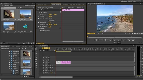 Screenshot von Adobe Premiere Pro CC