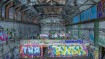 Eine der KHD-Hallen mit Graffitis